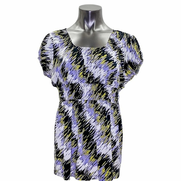 WORTHINGTON Stretch Abstract Short Sleeve Blouse - Picture 1 of 11